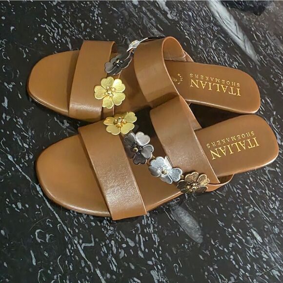 BRAND NEW ITALIAN SHOEMAKERS  FLORAL WOMEN'S DESIGN SANDALS - Picture 1 of 13